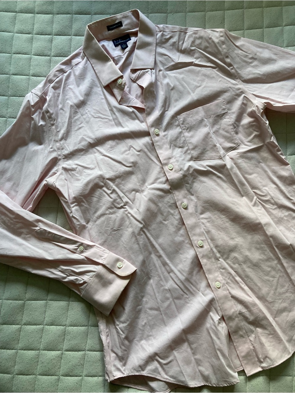J. Crew Men's Light Pink Long-Sleeve Button-Down Dress Shirt